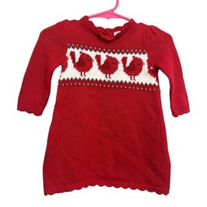 Gymboree Red Knit Winter Bird Dress 3-6 Months